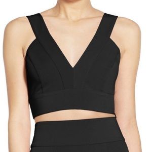Leith Black Plunging V-Neck Crop Top